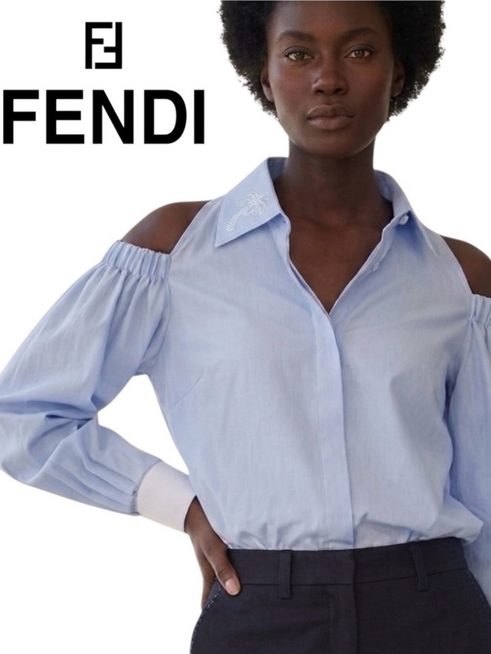 FENDI open shoulder Palm Shirt Size 40/US 4